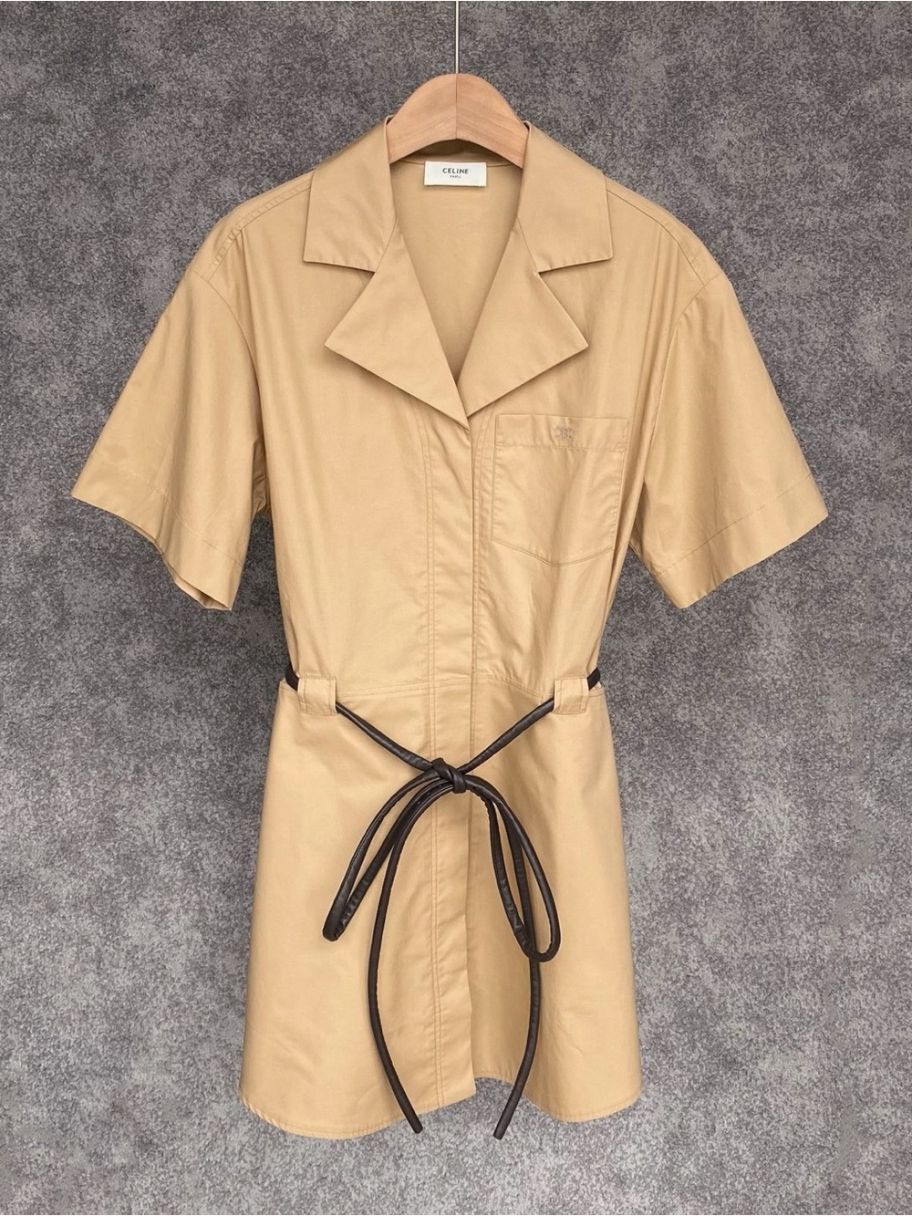 NWOT Celine Cotton and Silk Twill Dress with Belt, Size 38 = M